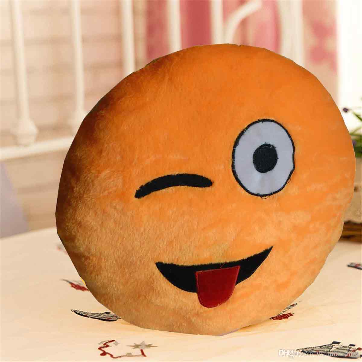 Emoji Expressions Plush Pillow Winking Face Stuck Out Tongue